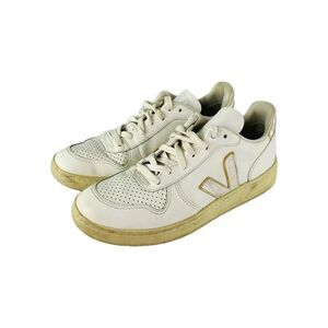 VEJA T2 CAMPO Womens Sneakers US 9 White/Gold Lace-Up Casual Shoes